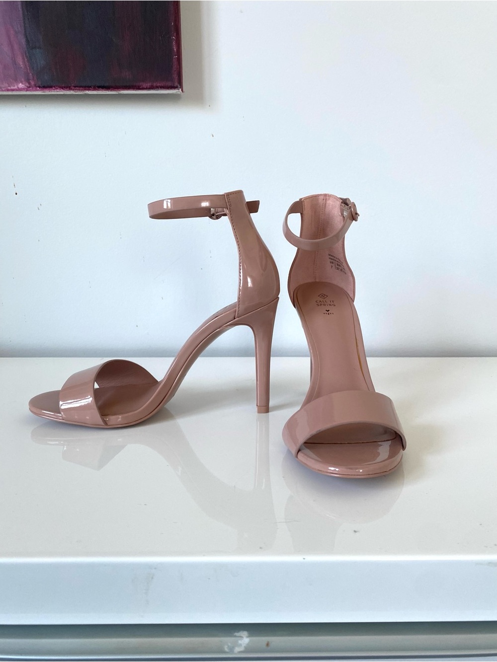 Call It Spring Blush Patent Ankle Strap Stiletto Heels